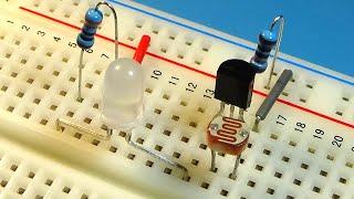 Simplest Darkness Sensor Circuit | Breadboard projects