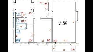 2-комнатная квартира, серия 1-511, хрущевка, торцевая квартира, план с точными размерами стен. зерк.