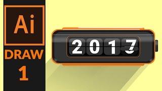 Drawing a  Flip clock style happy new year wish in Adobe illustrator PART:01