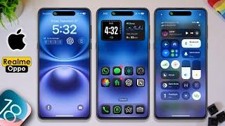 iOS 18 Theme with Dark icons for Realme and Oppo devices