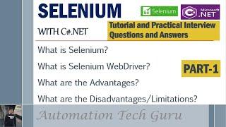 PART 1 | Selenium with C#.NET |Tutorial and Practical Interview Questions and Answers |Live  Example