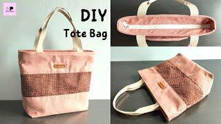 Easy Zipper Tote Bag Tutorial | Recessed Zipper Tote Bag