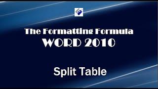 Word 2010   Split Table - Move a table down to add a caption or text above it.