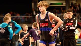 U15 Oleksandr Dumnych (UKR) vs Zandon Ness (USA) 44kg. Greco-roman boys youth wrestling.