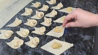 MY MOTHER TAUGHT ME HOW TO MAKE THIS DELICIOUS DISH.Place the dough into the hot oil! Crispy dumplin