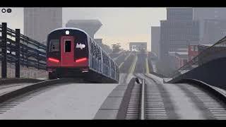 ROBLOX Railfanning at PTA Subway Fifth Av Lines S45E213: PST4R (Yuuko) Train on the Elevated Track