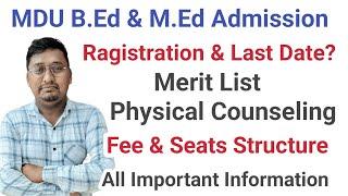 mdu bed admission 2023 | mdu m.ed admission 2023 | mdu admission update |