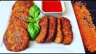 Rote Linsen Kabab außen Knusprig innen saftig/Linsenbratlinge Rezept/Linsenburger Rezept/Bratlinge