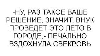 -Ну, раз такое ваше решение, значит, внук проведет это лето в городе,- печально вздохнула свекровь