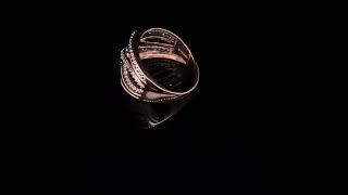 14K Rose Gold Plated .925 Sterling Silver Diamond Accent Crossover Ring (I-J Color, I2-I3 Clarity)