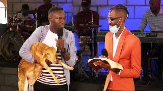 Apass attends Bugembe's church as Pastor preaches with a sheep