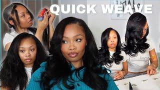 How to Achieve a Seamless Side Part Quick Weave at Home! NO BRAID DOWN