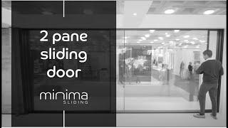 Minima Sliding - Ultraline 2 pane sliding door demonstration at 100% Design