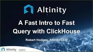 A Fast Intro to Fast Query with ClickHouse | ClickHouse Webinar