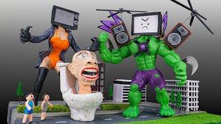  Making New HULK TITAN TV MAN & TV WOMAN Love Story with Polymer Clay [ Skibidi Toilet ]