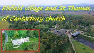 Elsfield village and St Thomas of Canterbury church by drone.