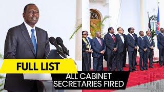 BREAKING! Full List of Cabinet Secretaries Fired By President Ruto