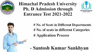 HPU Ph D Admission through Entrance Test Notification 2021-22 | Ph D Admission | HPU | Entrance Test