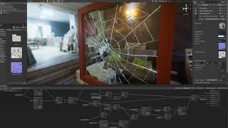 A broken glass shader uses a parallax mapping