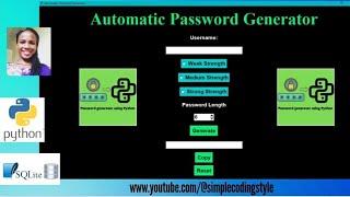 Python Random Password Generator Tkinter ||SQlite database