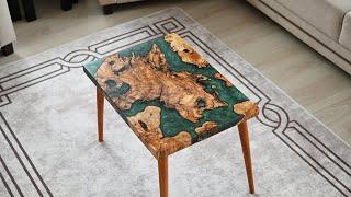 Epoxy Coffee Table Made of Olive Wood / Epoksi Orta Sehpa Yapımı