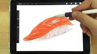 Realistic Painting Salmon Sushi | Ipad art : Procreate