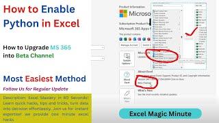 How to Enable Python in Excel || How to Upgrade Excel in Beta Channel