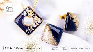 【UVレジン】紺碧な湖に花散るコレクションセット〜 UV Resin -A collection set with flowers scattered on a sapphire lake!!