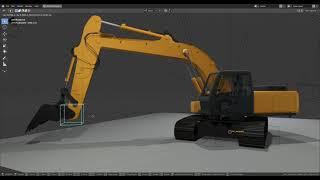 Rigging excavator in Blender, render Eevee.