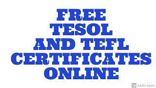 Free TESOL AND TEFL Certificate