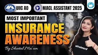 UIIC AO 2025 \ NIACL Assistant 2025 | GA Most Important Insurance Awareness MCQs | By Sheetal Ma'am