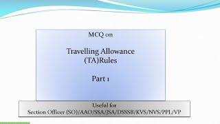 Traveling Allowance (TA) Rules 1