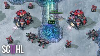 Cure Builds a Planetary Fortress Wall - Starcraft 2: Cure vs. Dark