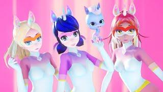 【MMD Miraculous】Unicorn Transformations (Marinette, Alya, Chloé)[FANMADE]【60fps】