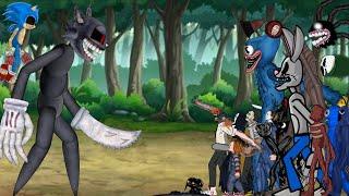 Cartoon Cat Vs Chainsaw Man vs Sonic.Exe Vs Ink Bendy Vs Siren Head Vs Doors Vs Mr Hopps Vs Huggy...