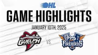 OHL Highlights: Guelph Storm @ Flint Firebirds Jan. 10, 2025