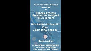 One-week Online National Workshop on "Robotic Process  Automation Design & Development"