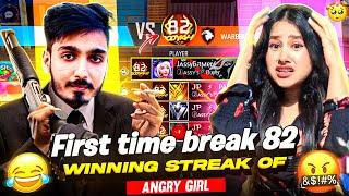 Aawara Vs Angry Girl Youtuber Break New Season 82 Winning Streak  लड़की गुस्सा हो गई Free Fire max