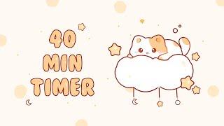 40 minutes  - Study Timer Work with me Cat on a fluffy cloud #timer #40minutes  #studymusic #lofi