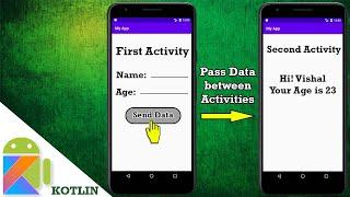 Pass data from one activity to another activity using Intent in kotlin in android studio