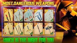 THE MOST DANGEROUS WEAPONS IN SHADOW FIGHT 3 PT.2! top 10 weapons in sf3! 10 best weapons in sf3