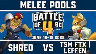 shred vs TSM FTX | Leffen - Melee Singles Pools - Battle of BC 4