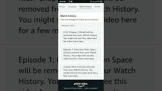 Delete watch history and search history on Amazon prime