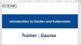 Introduction to Docker and Kubernetes  | Koenig