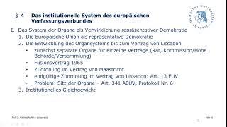 Die Organe der Europäischen Union – Vorlesung Europarecht Teil IVa