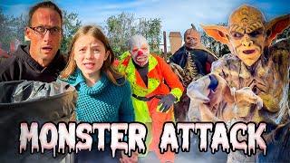 HAUNTED HOUSE MONSTERS ATTACKED MY DAD | the McCartys Halloween videos