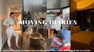 MOVING DIARIES TWO: grocery shopping, cleaning & organization, kitchen tour, college, gym, etc.