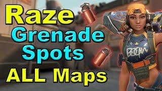 Raze GRENADE SPOTS, Lineups on ALL MAPS - Valorant Tricks #30 [Icebox, Bind, Split, Haven & Ascent]