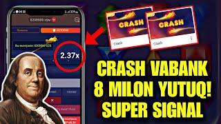 CRASH VABANK 8.000.000 SO'M YUTUQ! | CRASHDA YUTISH VA SIGNAL OLISH #vertualbola