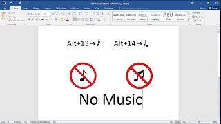 How to make No Music sign in word